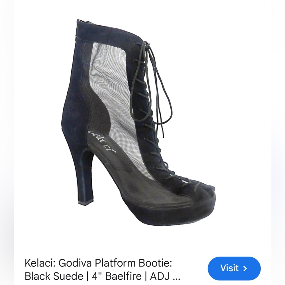Kelaci: Godiva Platform bootie Chic Black Lace-Up Women's Platform Heels